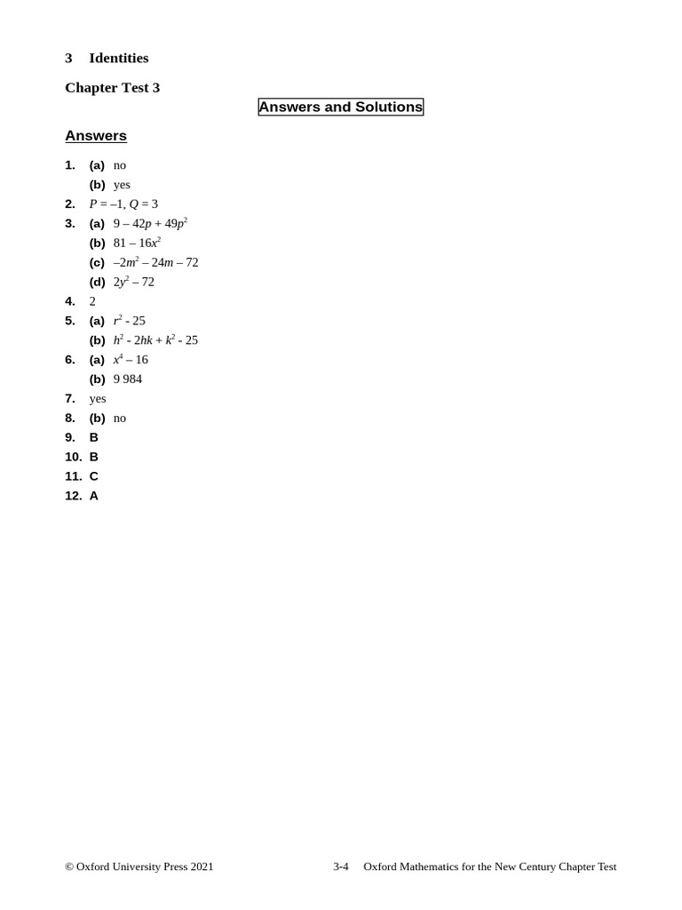 OJM ChapterTest 2A03 Sol e | PDF