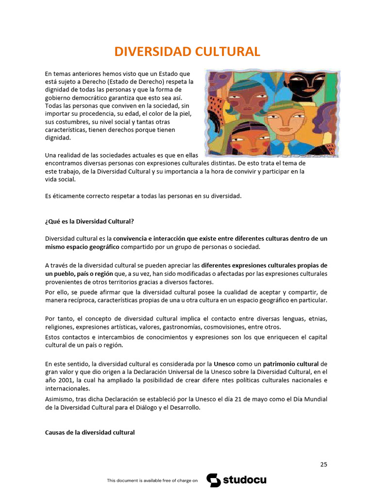 Importancia de la Diversidad Cultural | PDF | Diversidad cultural ...