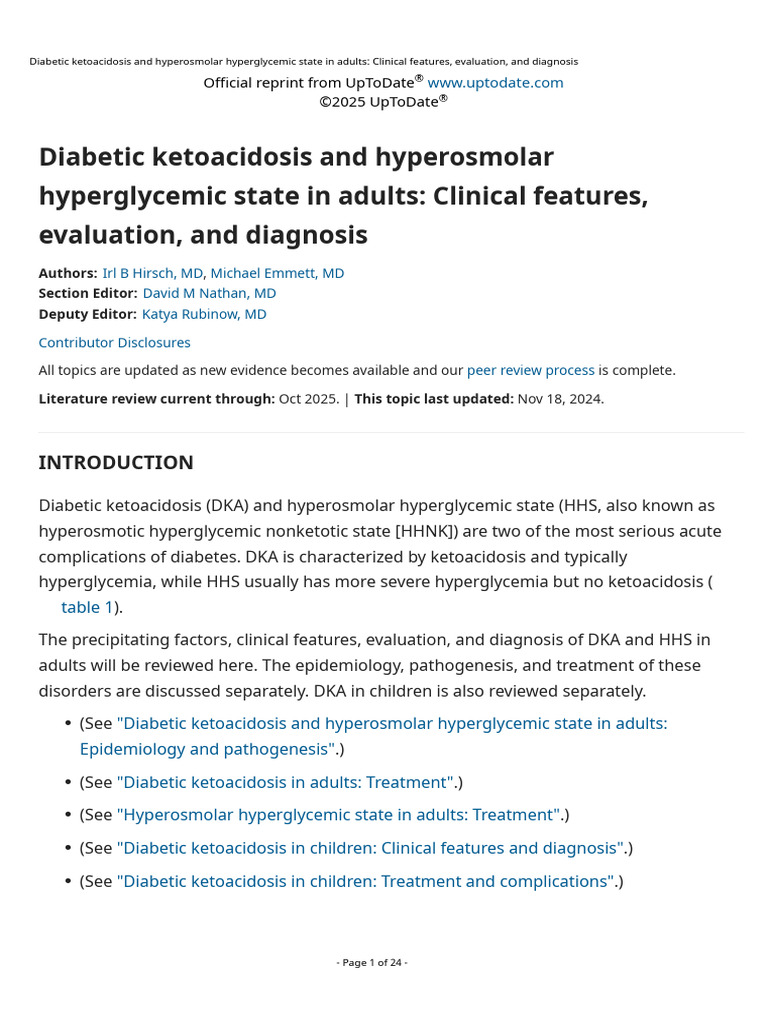 DKA and HHS in Adults: Diagnosis Guide | PDF | Hyperglycemia | Diabetes