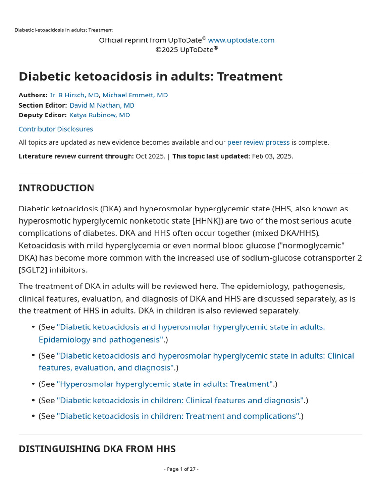 Adult Diabetic Ketoacidosis Treatment Guide | PDF | Saline (Medicine ...