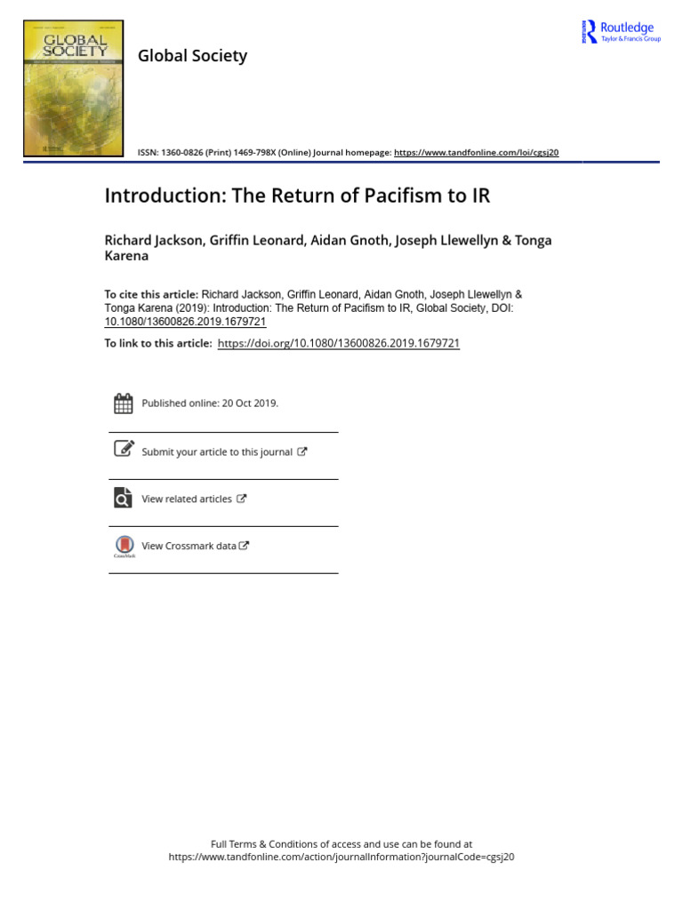 Reviving Pacifism in International Relations | PDF | Pacifism | Nonviolence