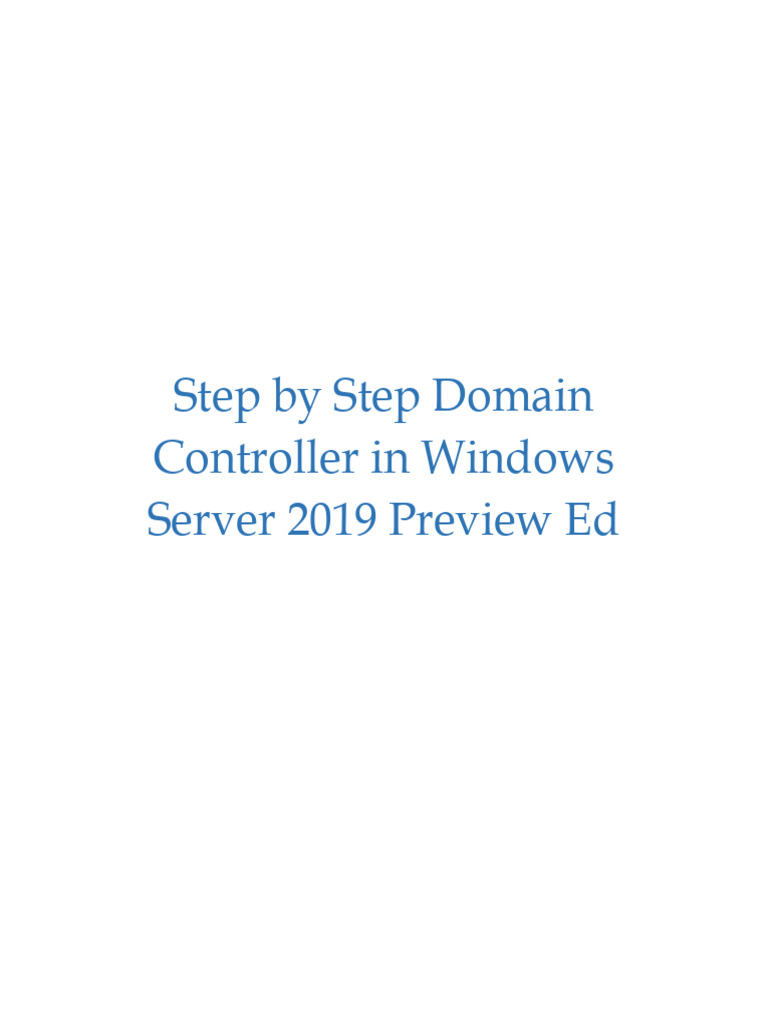 Domain Controller Setup in Windows Server 2019 | PDF | Active Directory ...
