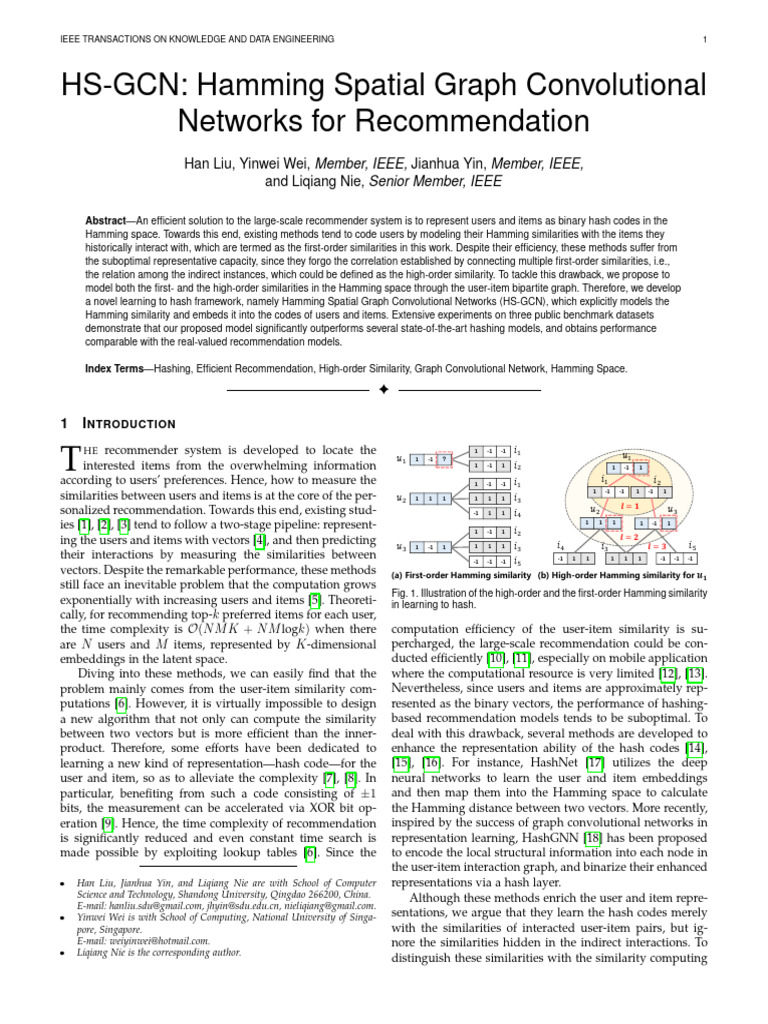 HS-GCN: Hamming Graph Networks for Recommendations | PDF | Applied ...