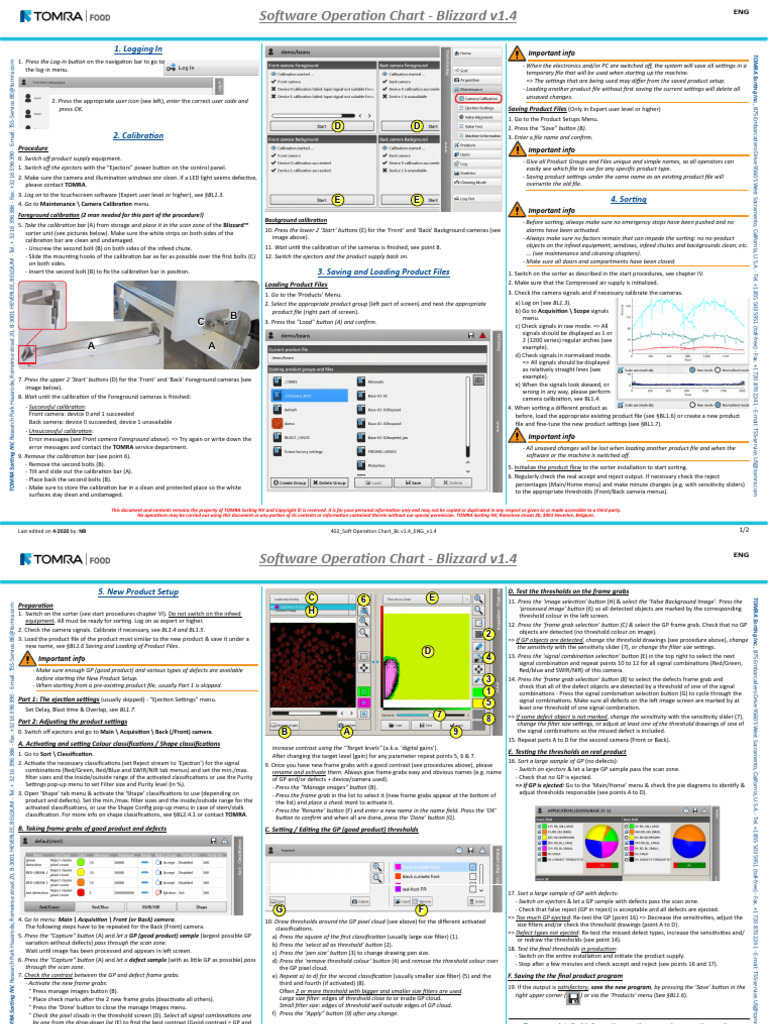 TOMRA Blizzard v1.4 Software Guide | PDF | Infrared | Camera