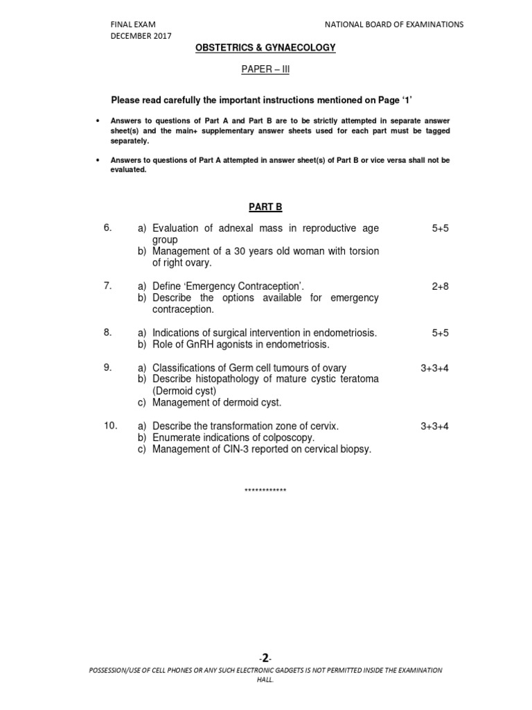 Obg Paper Iii B | PDF