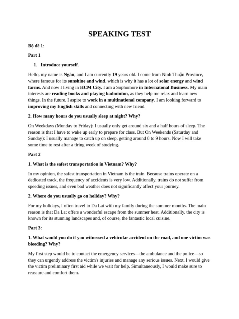 Speaking Test Questions and Answers | PDF | Recycling | Workweek And ...