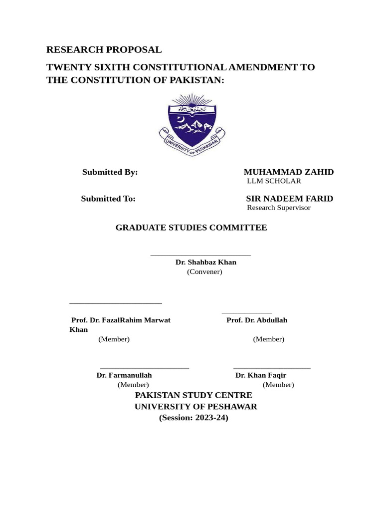 Pakistan's 26th Constitutional Amendment Proposal | PDF