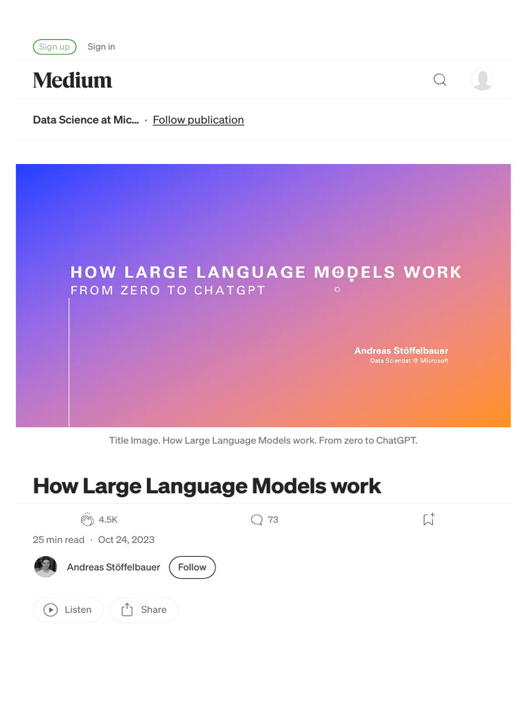 How Large Language Models Work. From zero to ChatGPT | by Andreas ...