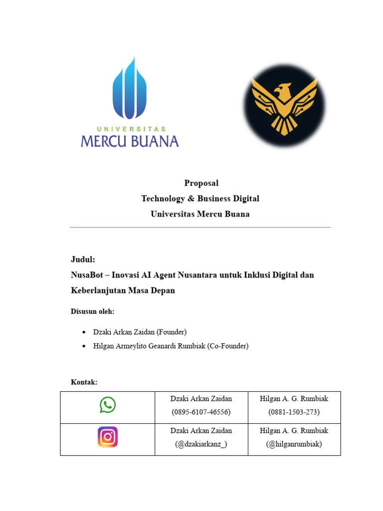 Proposal Technology & Business Digital Universitas Mercu Buana | PDF