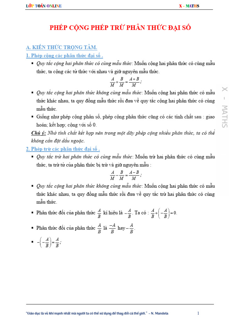 DS7. Cong Tru Phan Thuc Dai So | PDF