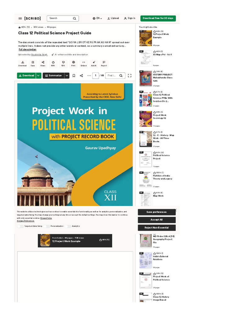 Www Scribd Com Document 649637967 Project Work Political Science 12 ...