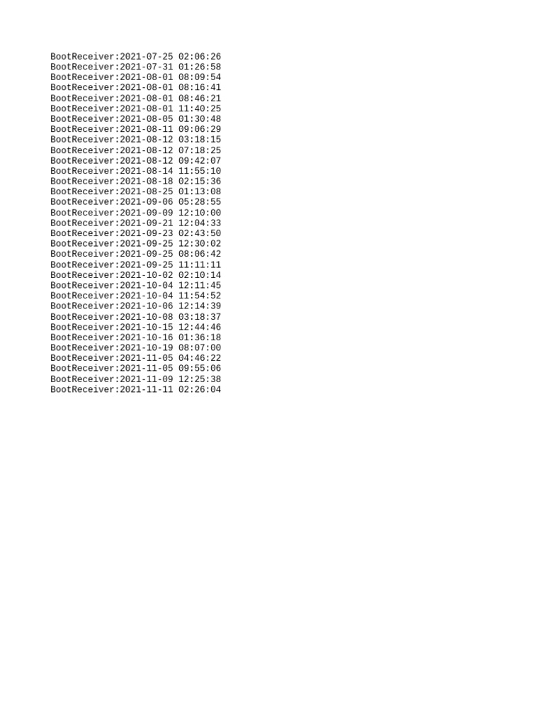 BootReceiver Log Entries 2021 | PDF