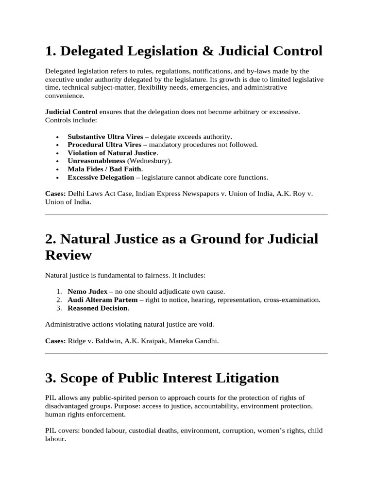 Delegated Legislation & Judicial Control Overview | PDF | Tort | Rule ...