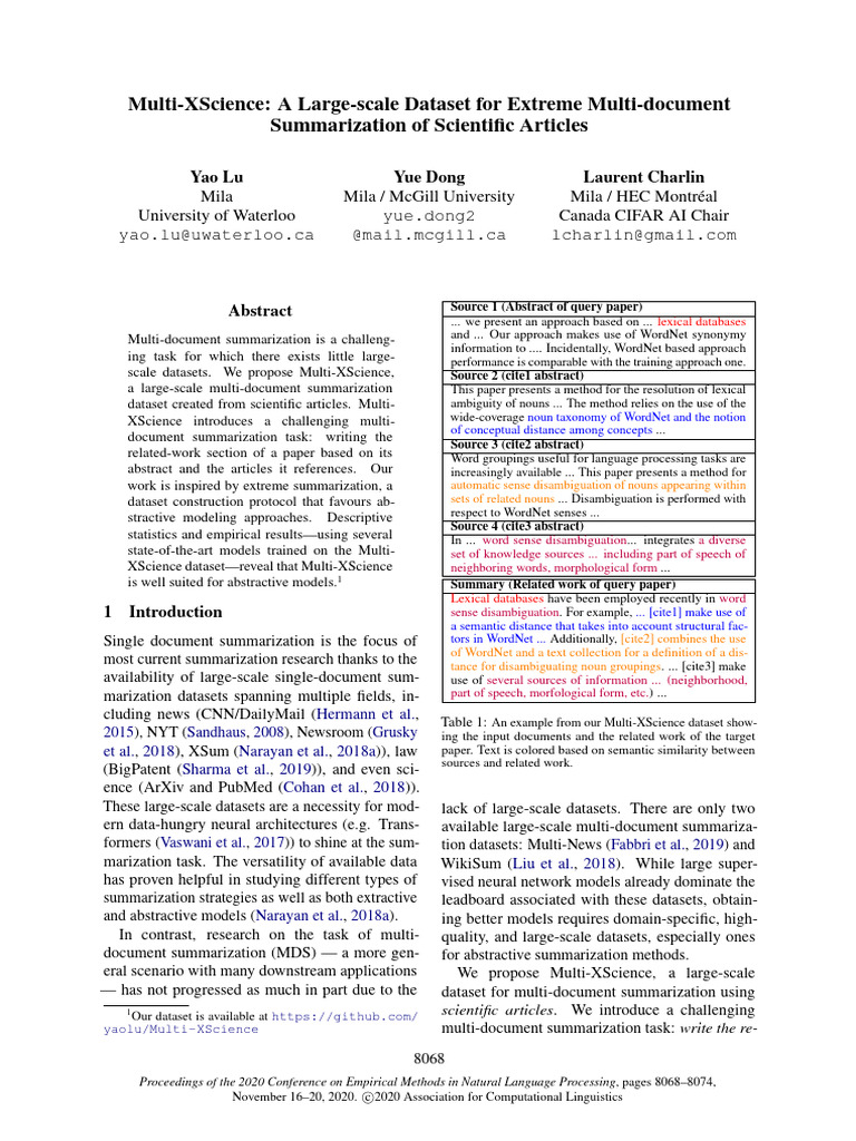 Extreme Multi-document summarizstion of scientific articles | PDF ...