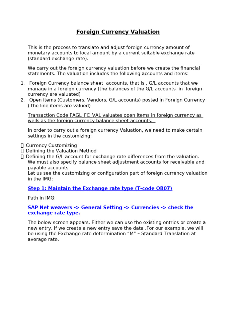 Foreign Currency Valuation Process Guide | PDF | Exchange Rate ...