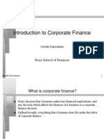 Introduction To Corporate Finance: Stern School of Business