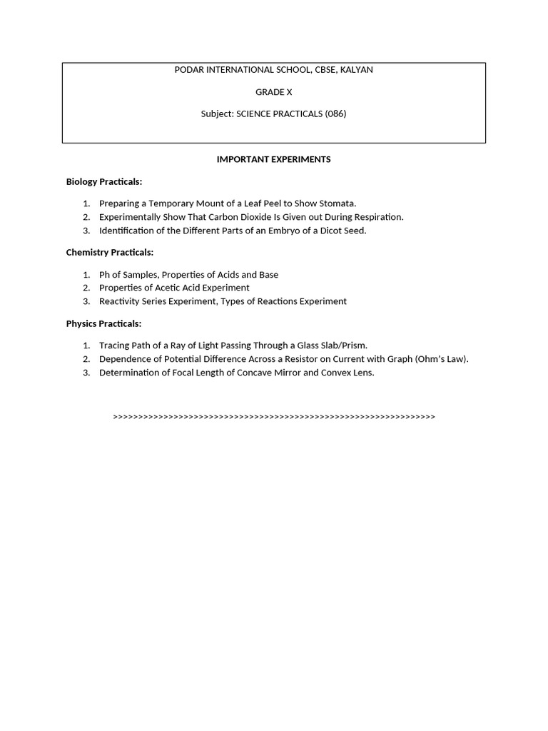 Grade X Science Practicals Guide | PDF