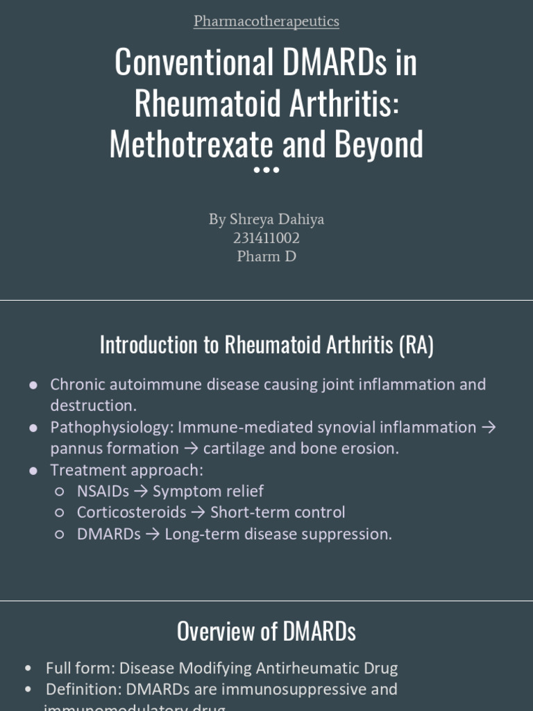 DMARDs for Rheumatoid Arthritis Explained | PDF | Rheumatoid Arthritis ...