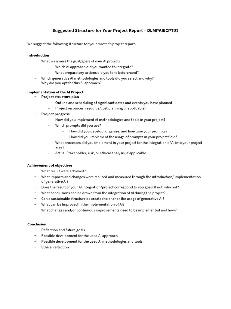 Master’s Project Report Structure Guide | PDF