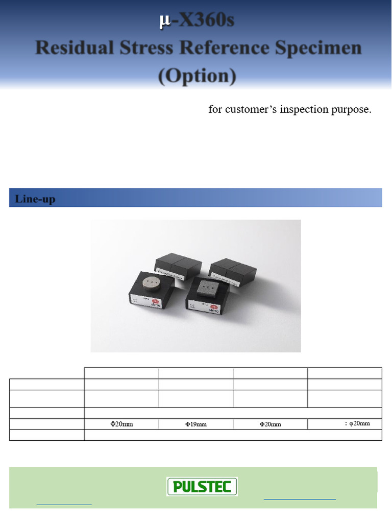 Residual Stress Reference Specimen Guide | PDF