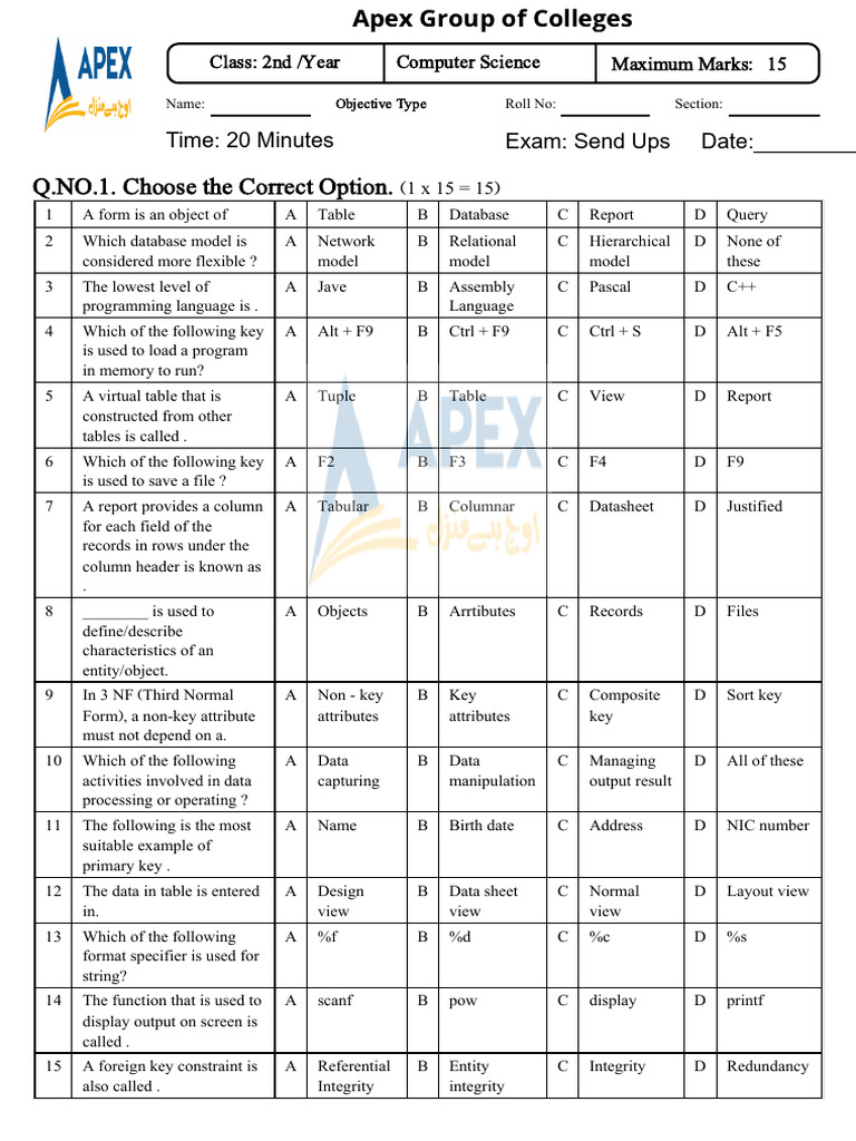 Computer Science Exam Questions | PDF | Information Technology | Computing