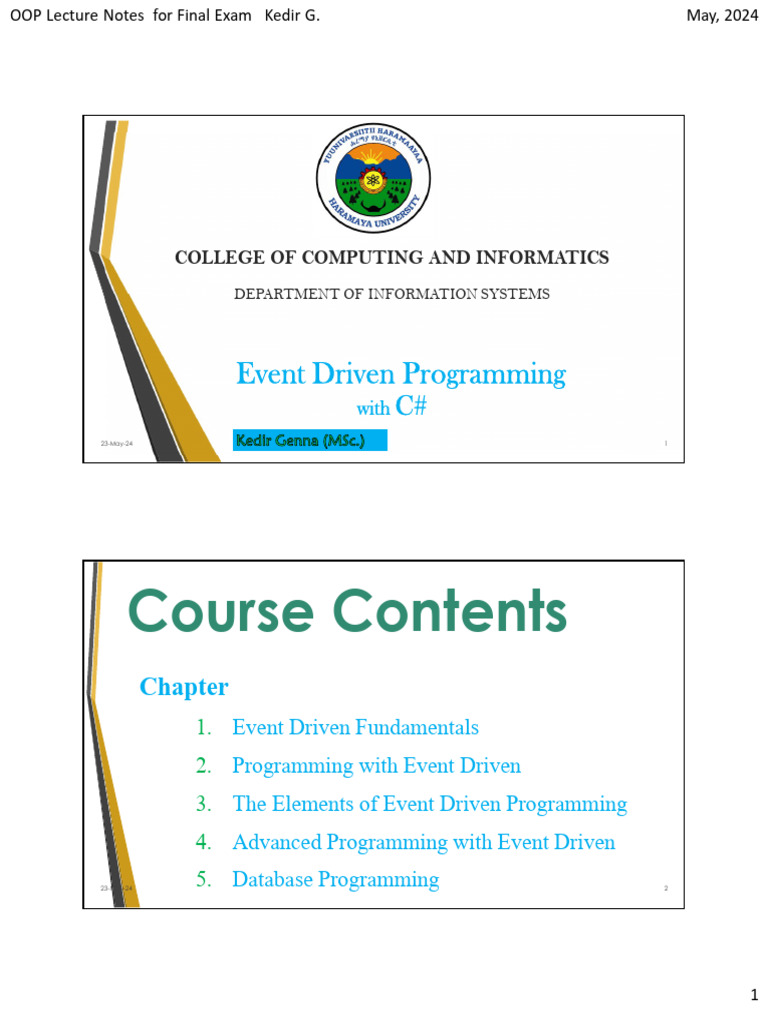 C# Event Driven Programming Notes | PDF | Method (Computer Programming ...