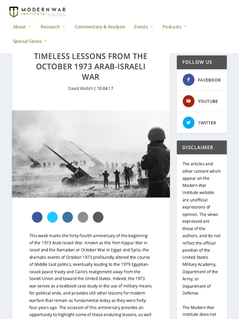 Lessons from the 1973 Arab-Israeli War | PDF | Yom Kippur War | Judaism