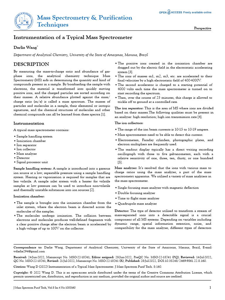 Mass Spectrometer Instrumentation Guide | PDF | Mass Spectrometry | Mass