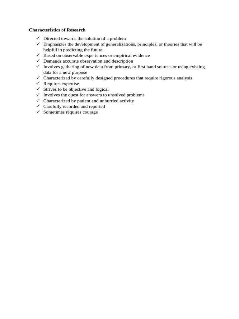 Key Characteristics of Research | PDF