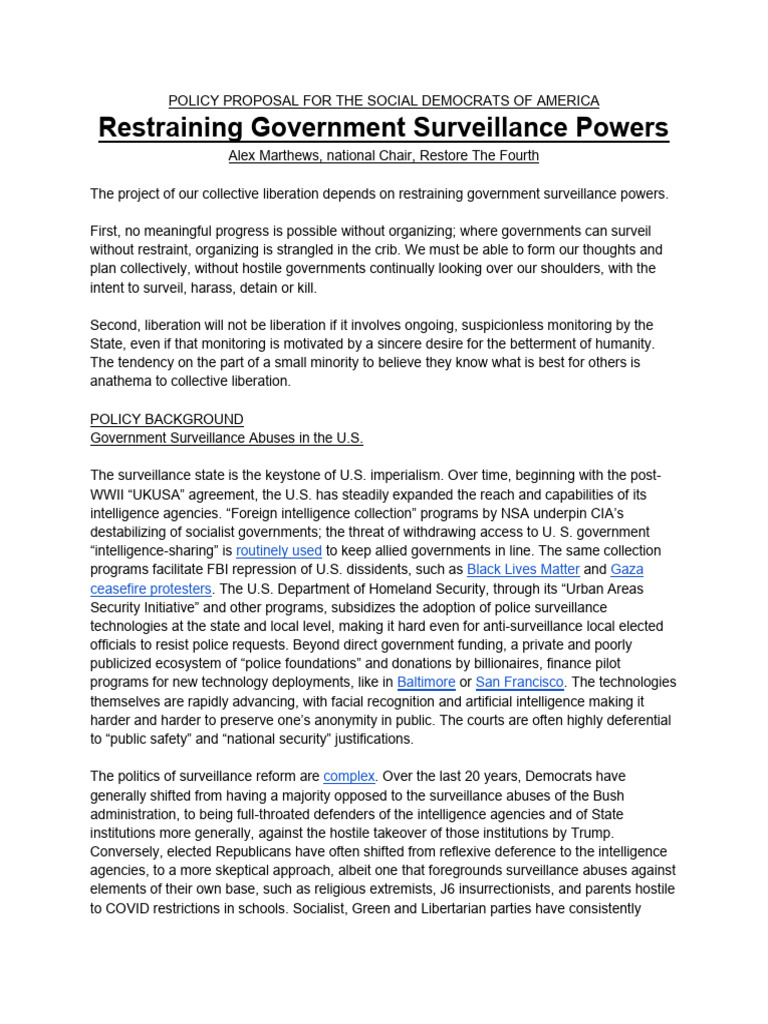 Restraining Government Surveillance Powers | PDF | Surveillance ...