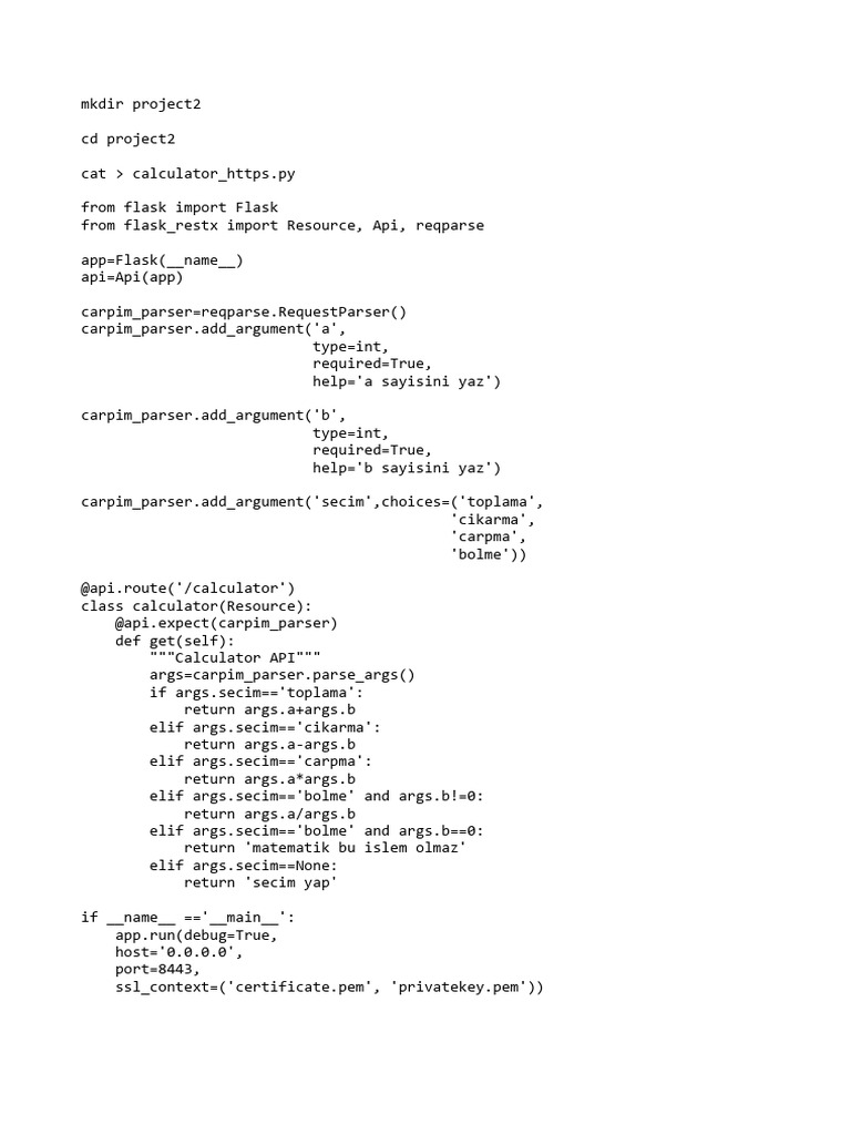 Flask Calculator API Setup Guide | PDF