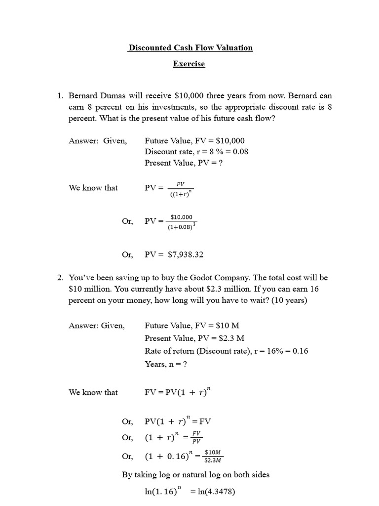 Discounted Cash Flow Valuation Guide | PDF | Net Present Value ...