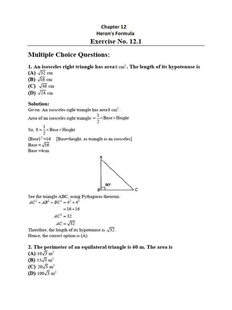 Triangle Area and Perimeter Exercises | PDF | Area | Triangle