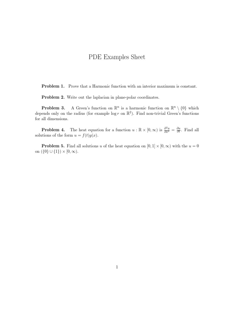 PDE Problems and Solutions Guide | PDF