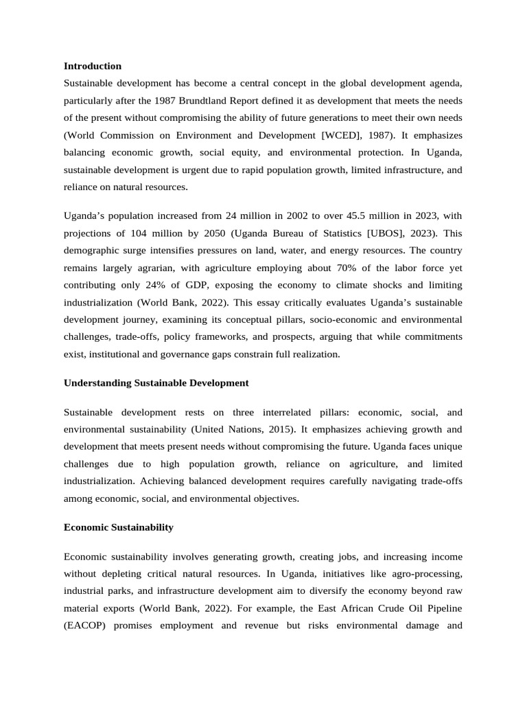 Uganda's Sustainable Development Challenges | PDF | Sustainability ...