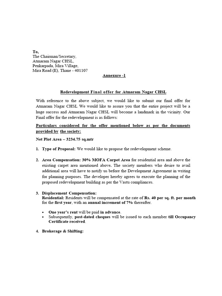 Final Redevelopment Proposal for Atmaram Nagar | PDF