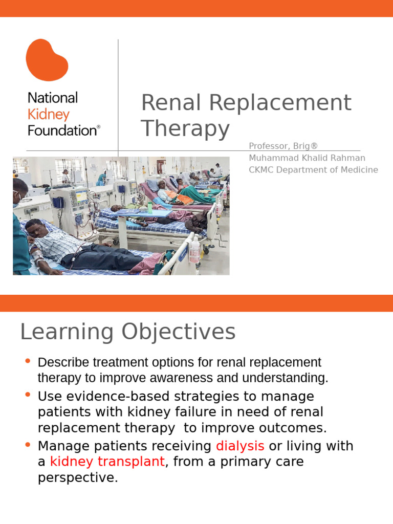Renal Replacement Therapy Overview | PDF | Chronic Kidney Disease ...
