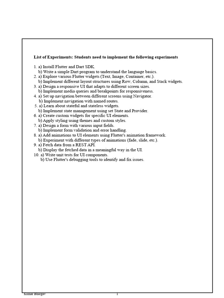 Flutter and Dart Experiment Guide | PDF | Computer Engineering | System ...