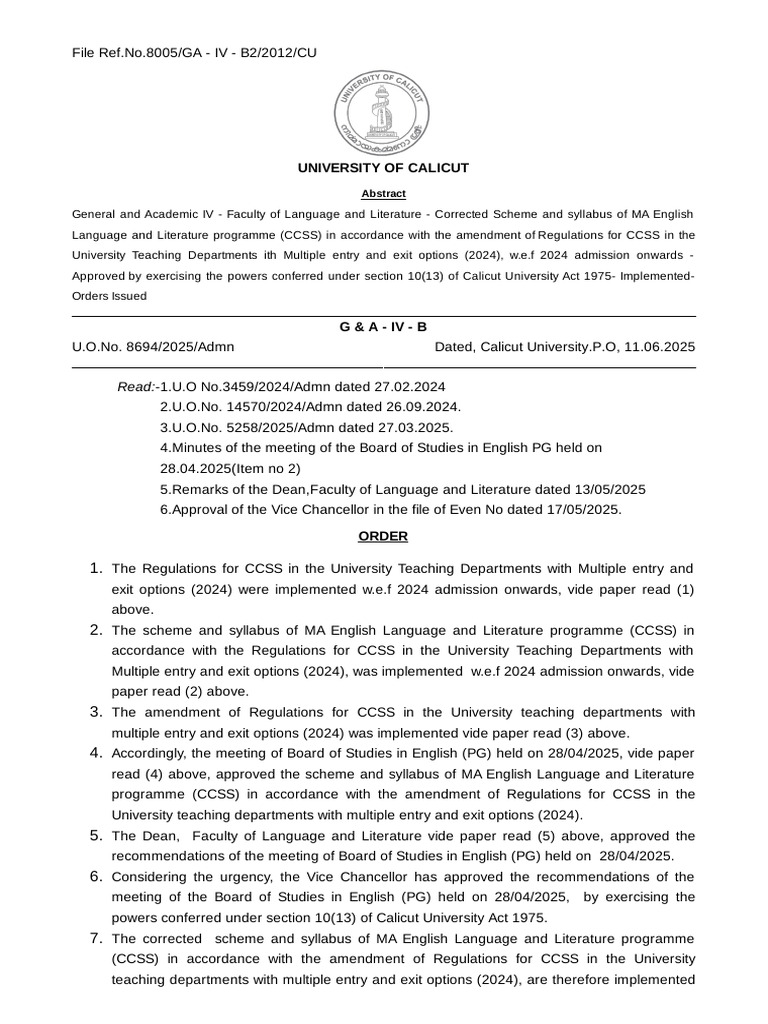 MA English Language & Literature Syllabus 2025 | PDF | Linguistics ...