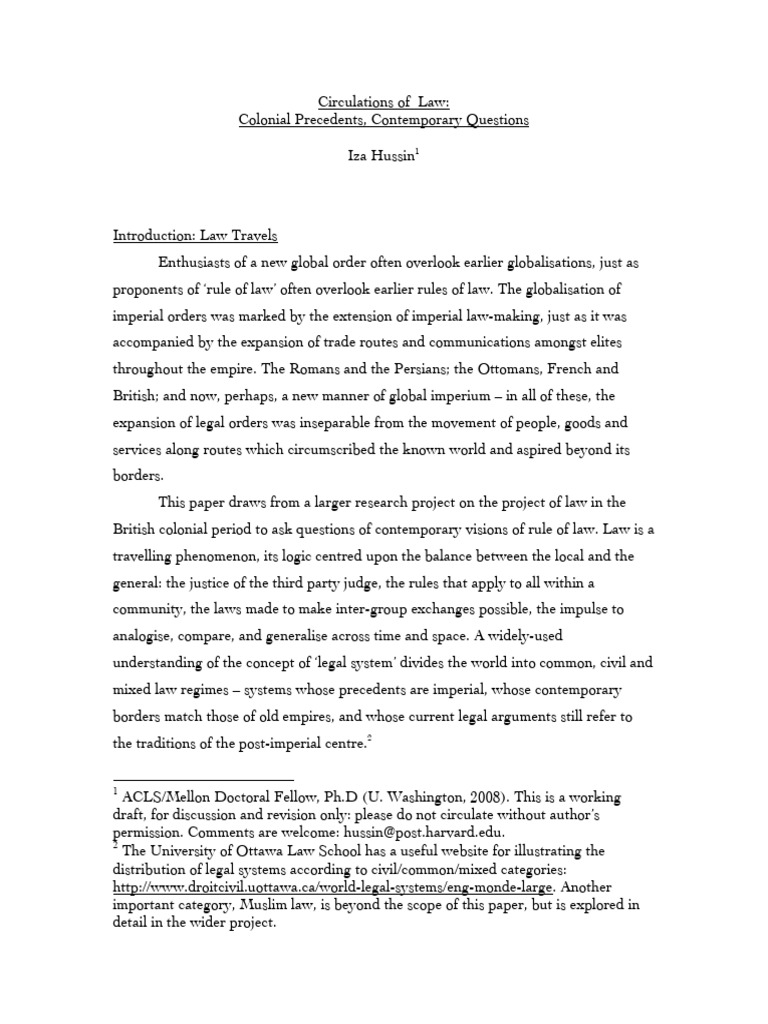 Colonia Law Iza Hussain Law and State | PDF | Rule Of Law | British Empire