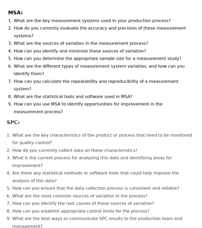 Measurement Systems Analysis & SPC Guide | PDF