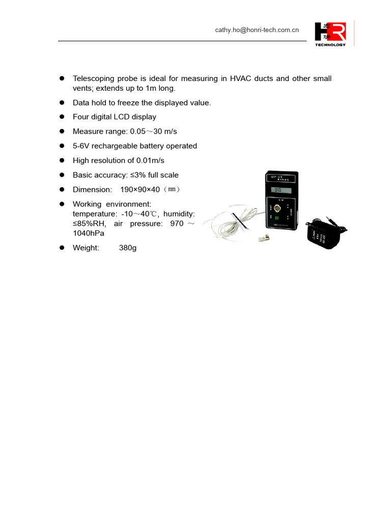 QDF-6 Anemometer Datasheet | PDF