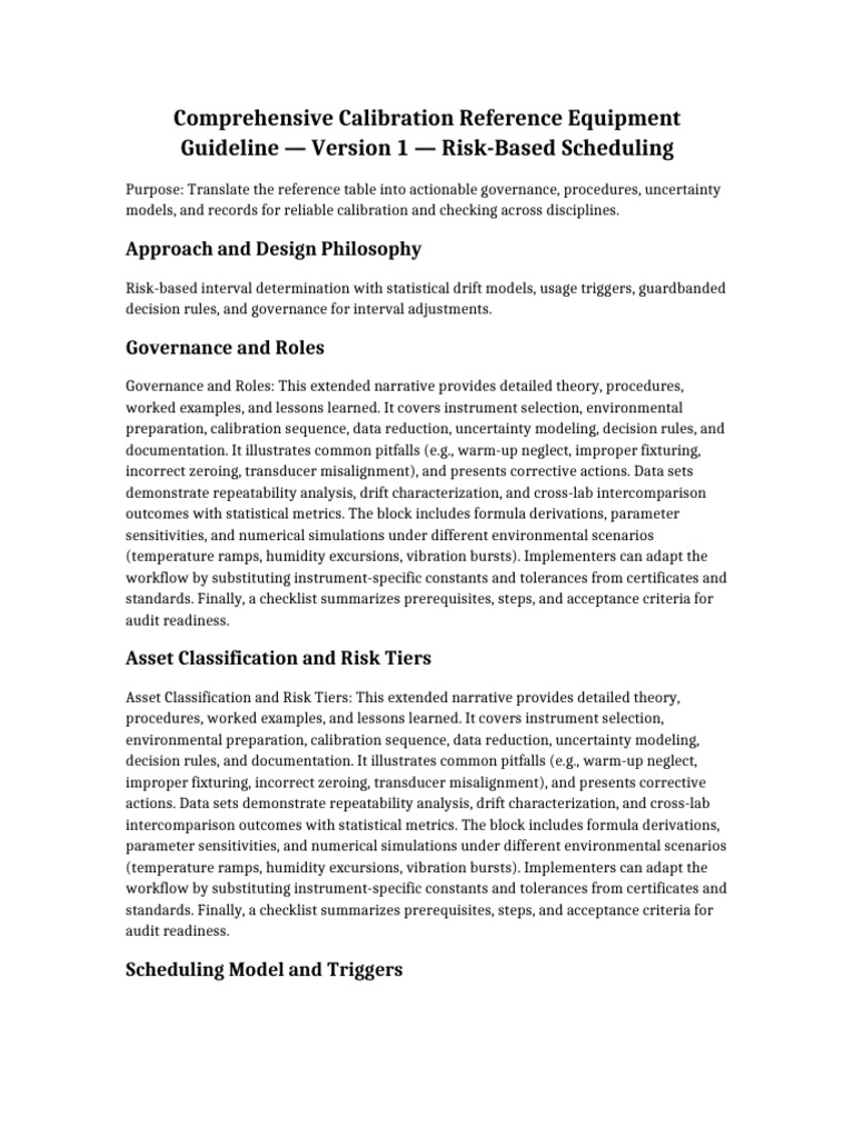 Calibration Reference Equipment Guide | PDF | Calibration | Metrology