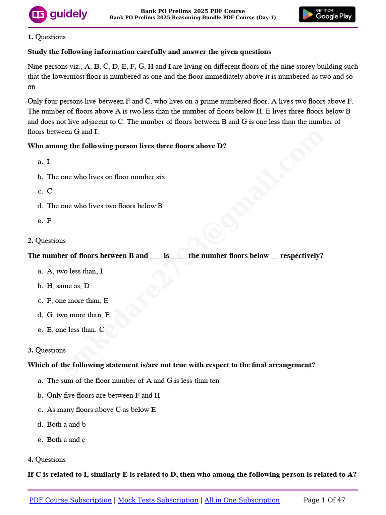 Bank PO Prelims 2025 PDF Course-1762919703983 | PDF
