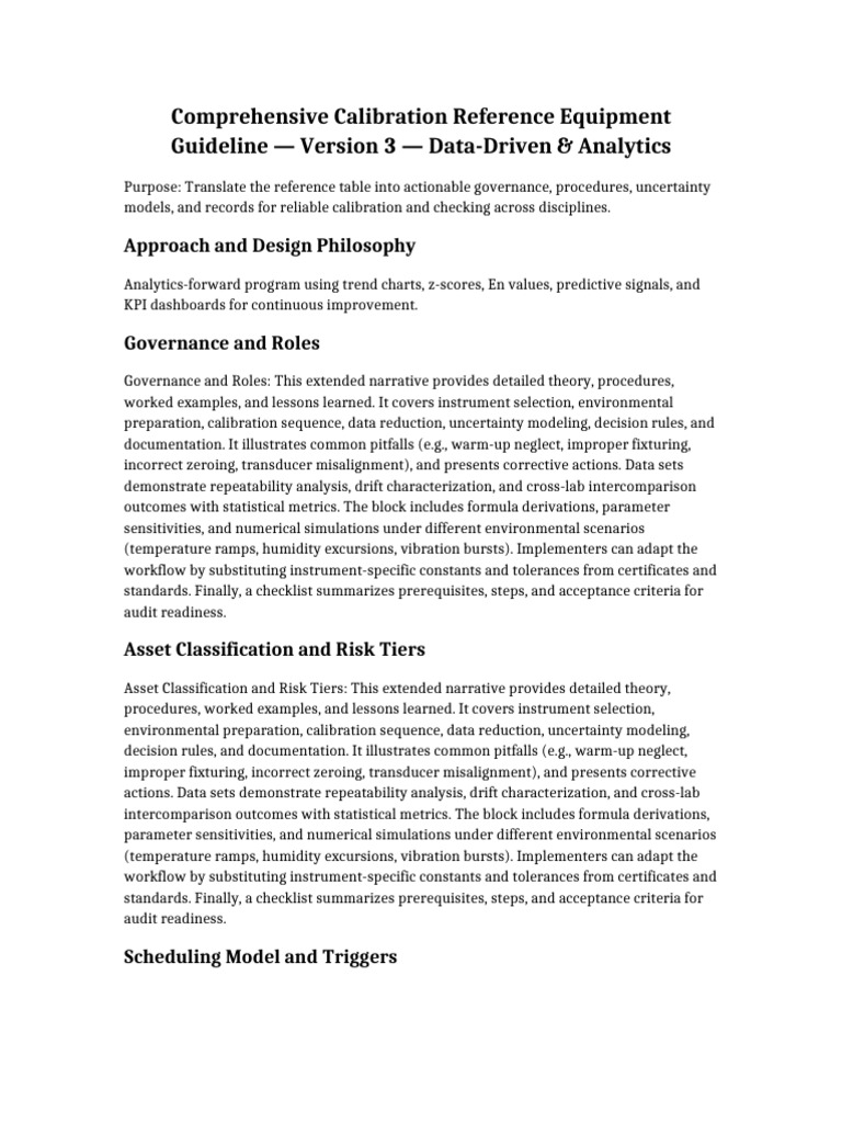 Calibration Reference Equipment Guide | PDF | Calibration | Metrology