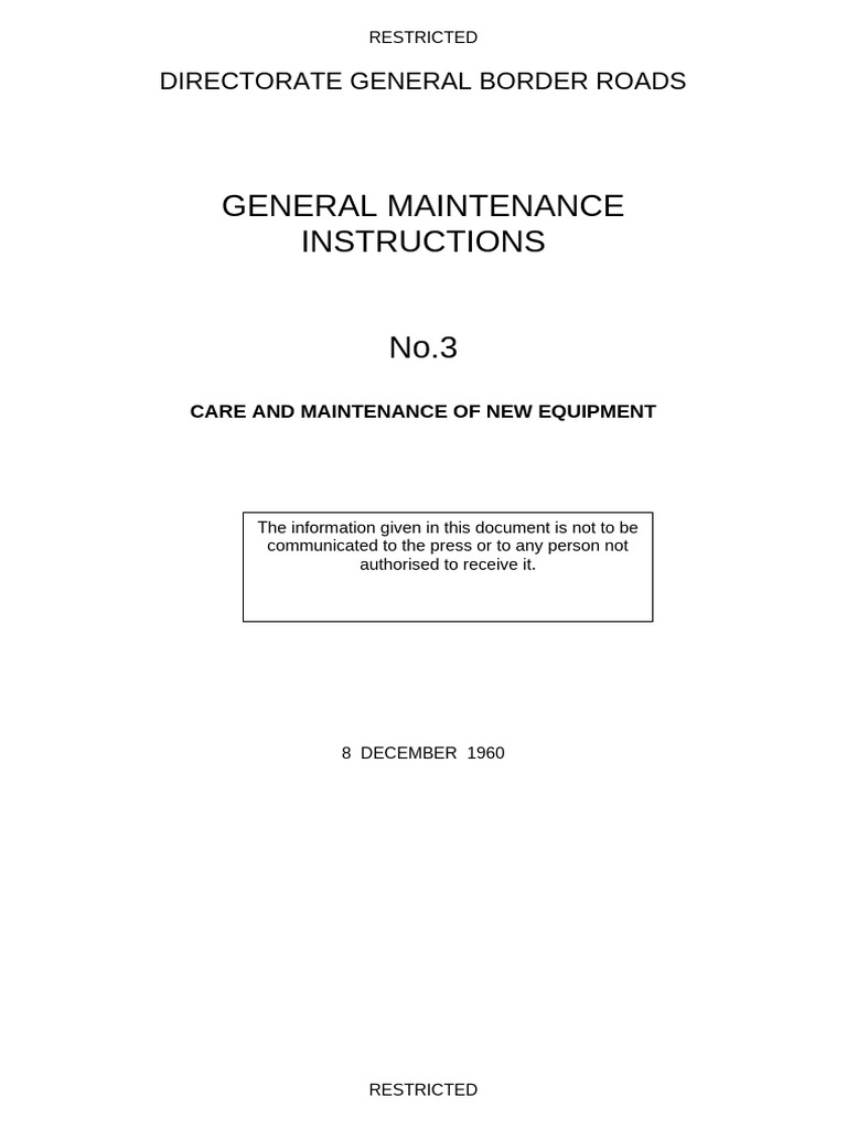 New Equipment Maintenance Guidelines | PDF | Transport | Mechanical ...