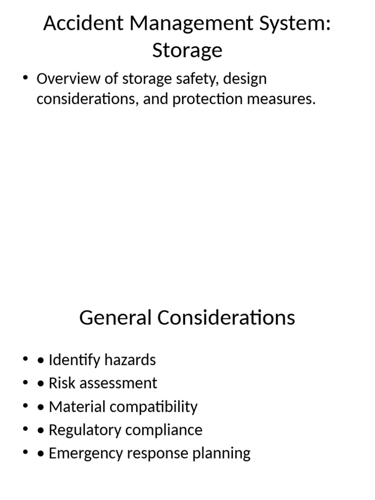Accident Management Storage Safety Guide | PDF