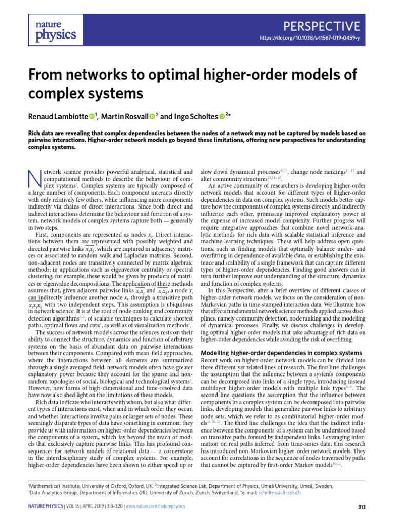 From networks to optimal higher-order models of complex systems | PDF