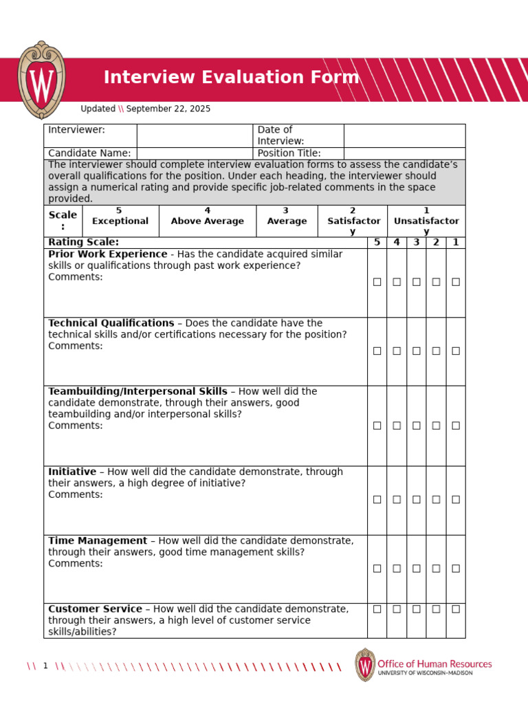 Interview Evaluation Form | PDF | Skill