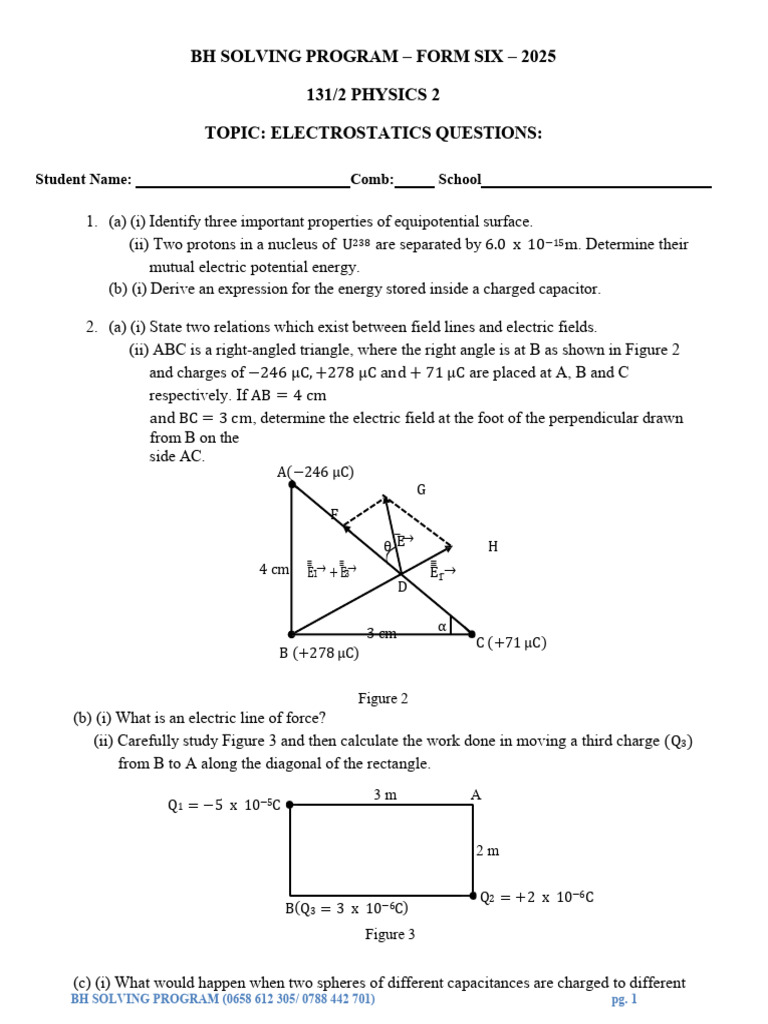 Electrostatics Questions BH | PDF | Capacitor | Capacitance